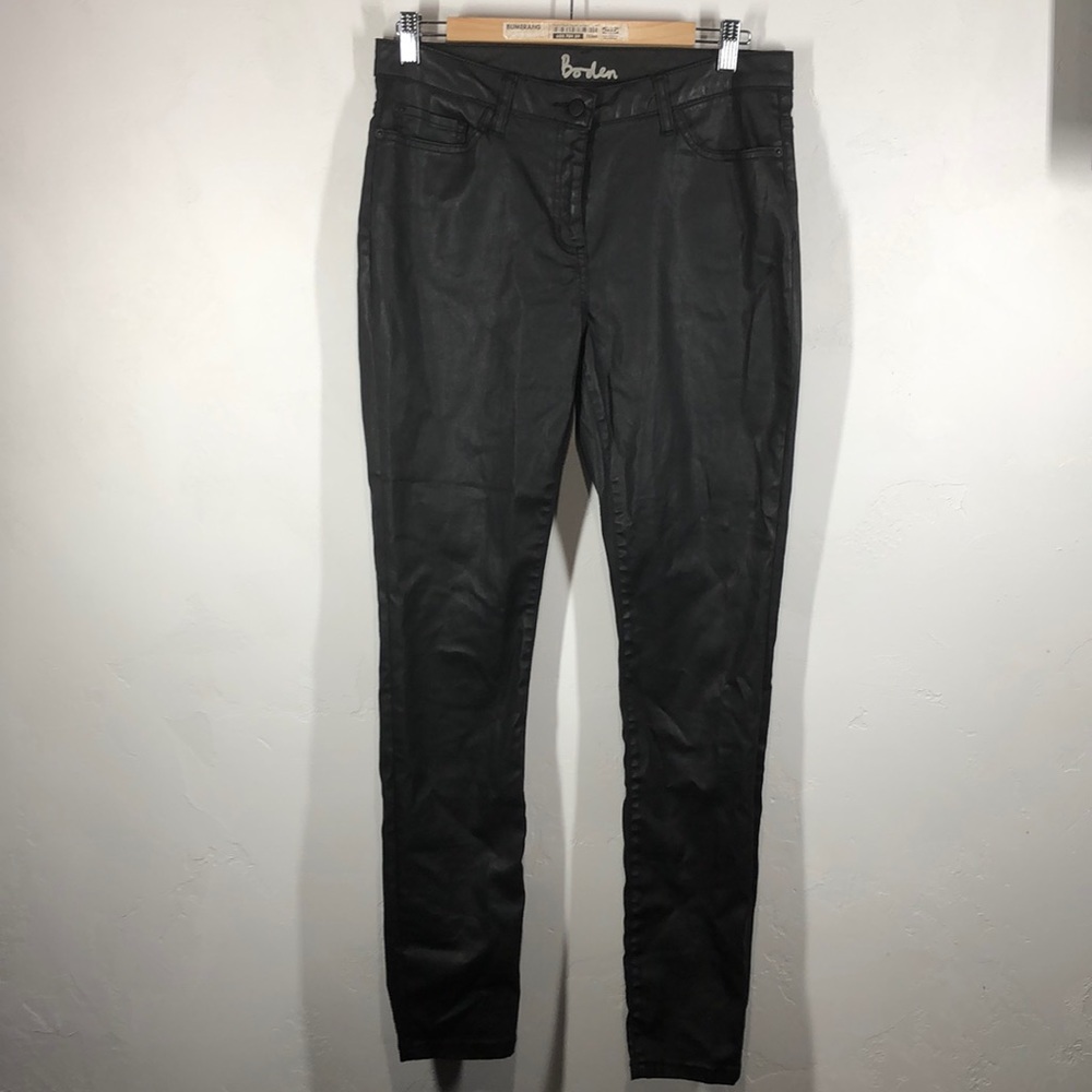 Boden Black wax coated black pants size 10